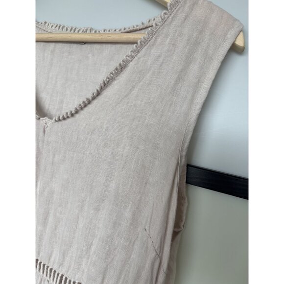 Valentina Naldi Linen dress Midi size Large Lagenlook boho coastal Minimal - Picture 7 of 15